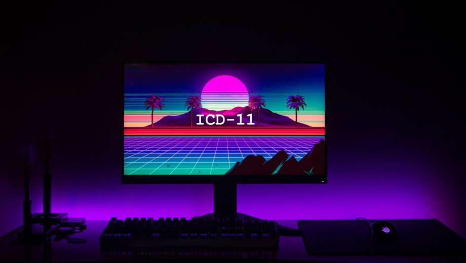 Insel auf einem Computerbildschirm. Auf der Insel steht ICD-11.